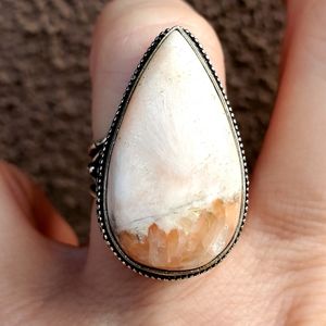 New Scolecite 925 Silver Ring.